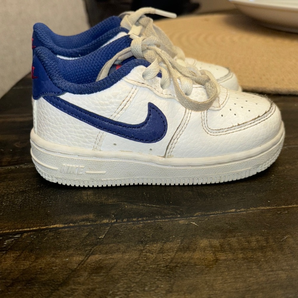 Nike White and Blue Kids Shoes